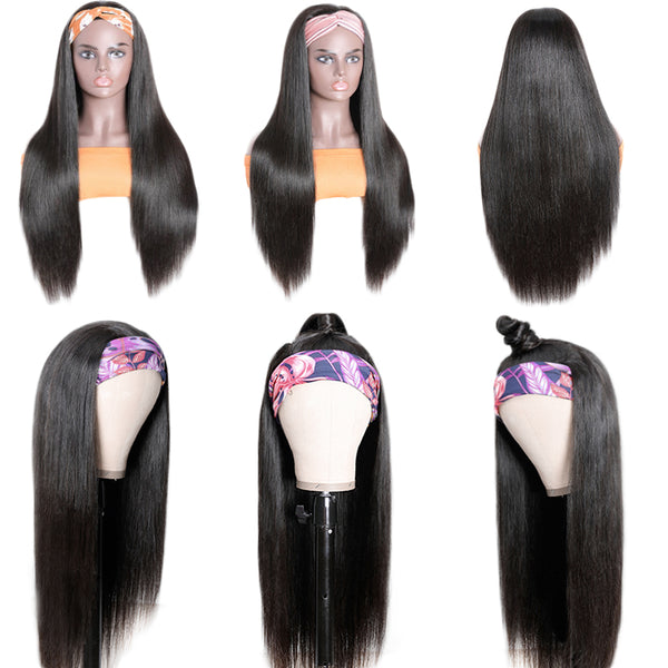 20 Inch Glueless Straight Lace Front Wigs Human Hair Pre Plucked 180% Density Straight Headband Lace Front Wigs