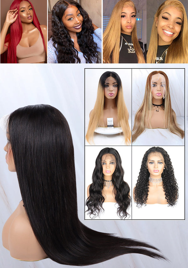 2022 Hot Sale 100% Unprocessed Virgin Human Hair Natural Color Straight Wavy Big 13*4 Frontal Lace Wig Wholesale Price