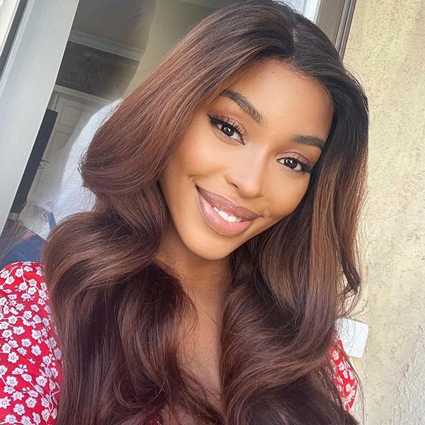 Chestnut Brown Color Body Wave Glueless 4x4  Lace Closure Wig