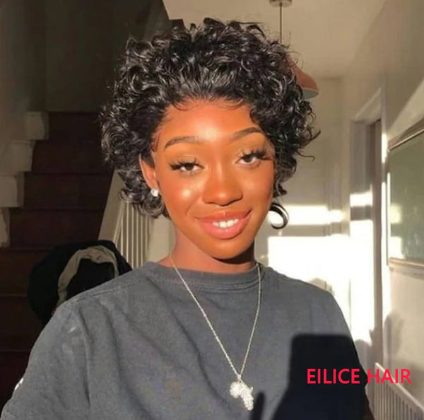 10 INCHE SHORT CUT CUTE CURL COMPACT 13X4 FRONTAL LACE WIG