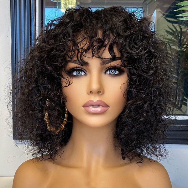 Natural Short Curly Fringe Wig | Hot Curly Bangs