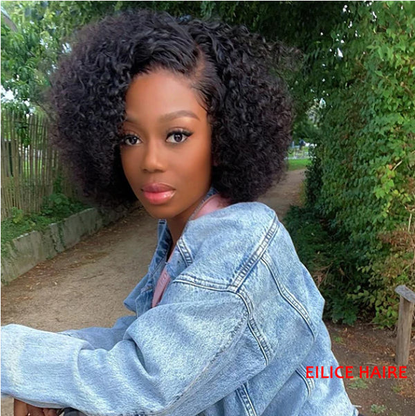 SUMMER STYLE 12INCH 13*4 SMALL KINKY GLUELESS LACE FRONTAL WIG