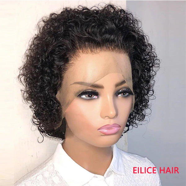 10 INCHE SHORT CUT CUTE CURL COMPACT 13X4 FRONTAL LACE WIG