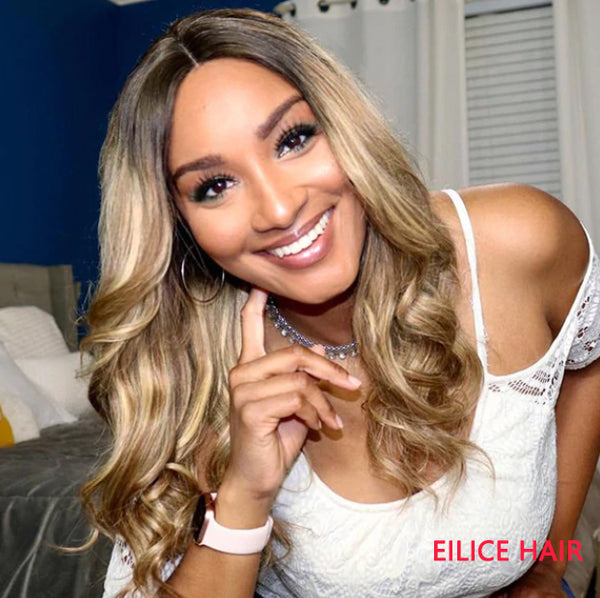 18INCHES LOOSE WAVE BROWN COLOR GLUELESS EXTENTED 4X4 CLOSURE LACE WIG