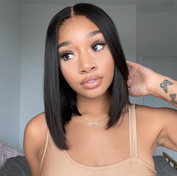 10-14INCHES BOB WIG HUMAN HAIR CLOSURE WIG SILKY BLUNT CUT