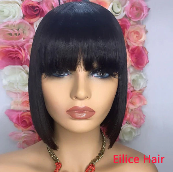 10 INCHES TOP MACHINE WIG BOB WIG WITH BANGS