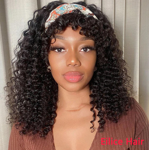 16-20 INCHES HEADBAND WIG WITH BANGS DEEP WAVE