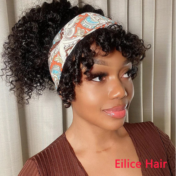 16-20 INCHES HEADBAND WIG WITH BANGS DEEP WAVE