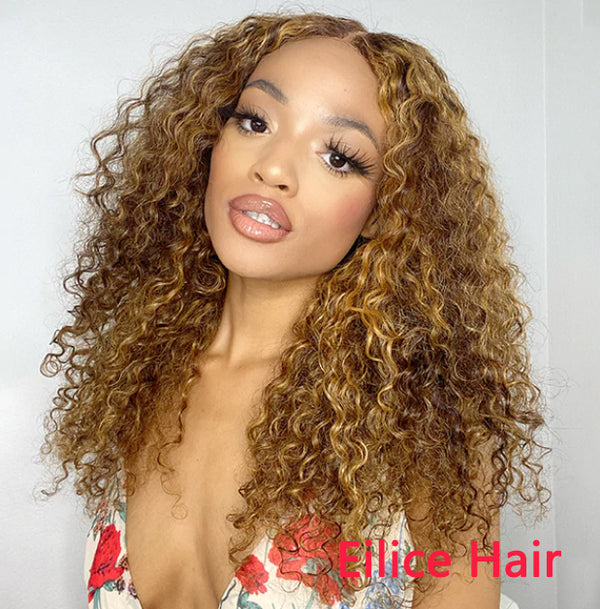 16-30 INCHES PRE-HIGHLIGHTED DEEP WAVE COMPACT 13X4 FRONTAL LACE WIG