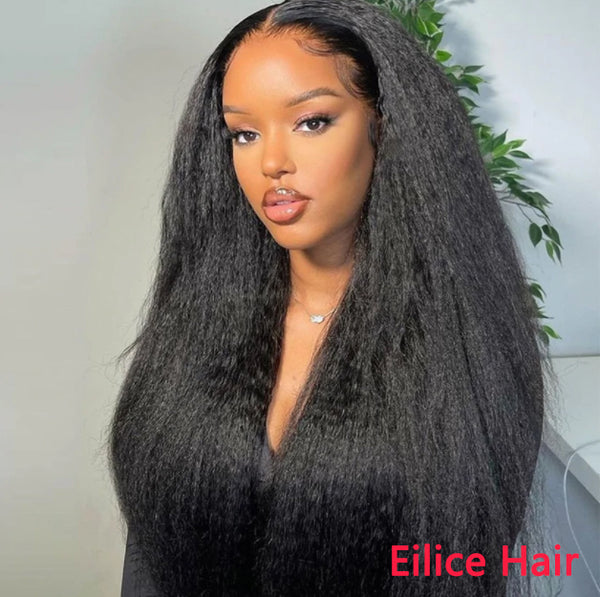 SPECIAL OFFER HIGH DENSITY KINKY STRAIGHT GLUELESS LACE WIG