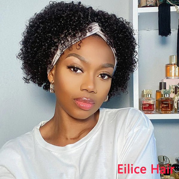 THROW ON & GO | SHORT JERRY CURL HEADBAND WIG