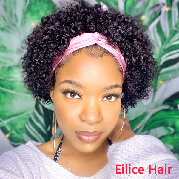 THROW ON & GO | SHORT JERRY CURL HEADBAND WIG