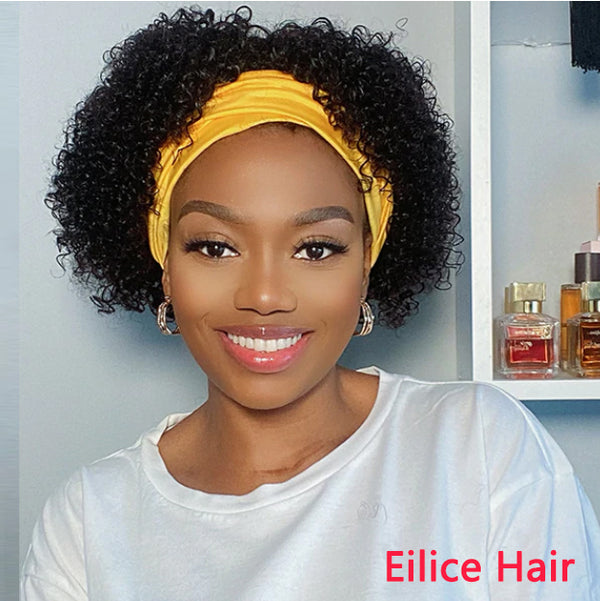 THROW ON & GO | SHORT JERRY CURL HEADBAND WIG