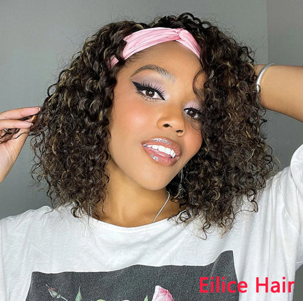 MIX COLOR DEEP WAVE BOB HEADBAND WIG