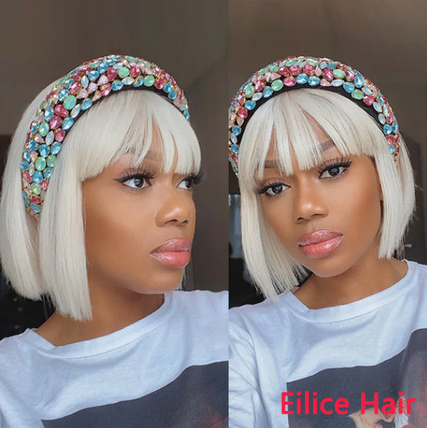 SUMMER TRENDS ICE BLONDE COLOR BOB WIG WITH BANGS