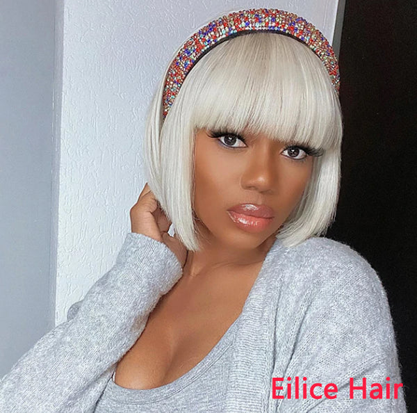 SUMMER TRENDS ICE BLONDE COLOR BOB WIG WITH BANGS