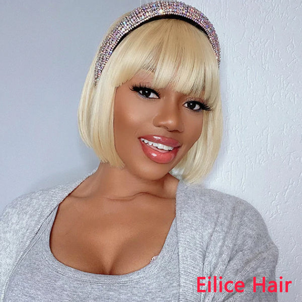 BLONDE 613 BOB WIG WITH BANGS GLUELESS WIG