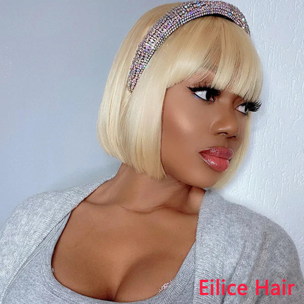 BLONDE 613 BOB WIG WITH BANGS GLUELESS WIG