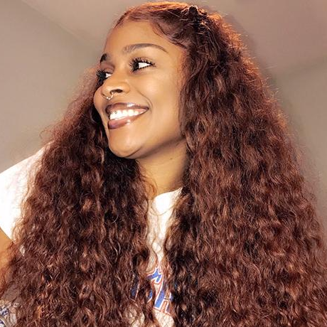 Cinnamon Brown Color Deep Wave Extented 4X4 Closure Lace Wig