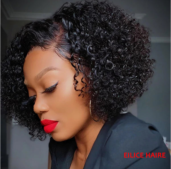 SUMMER STYLE 12INCH 13*4 SMALL KINKY GLUELESS LACE FRONTAL WIG