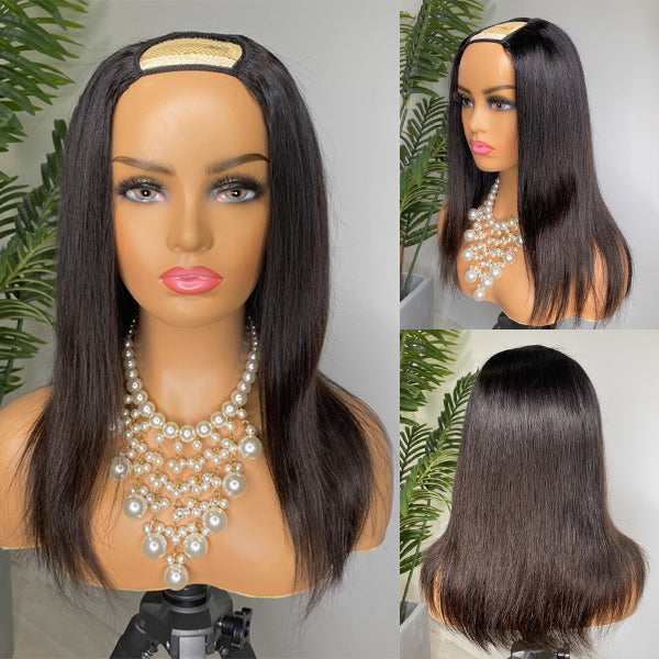 Special Sales Straight U Part Wig Quick & Easy Affordable Wig (Get Free Clip In Set)
