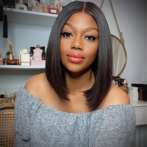 Bob Wig Human Hair Closure Wig Silky Blunt Cut | Upgraded 2.0