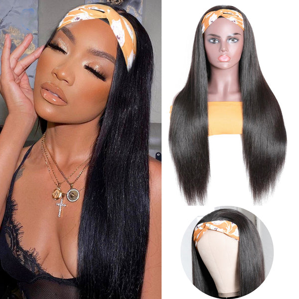 20 Inch Glueless Straight Lace Front Wigs Human Hair Pre Plucked 180% Density Straight Headband Lace Front Wigs