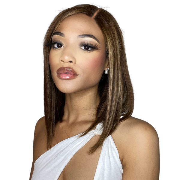 Highlights Bronze Brown Bob Wig Glueless T Part Lace Closure Simple Lace Wig