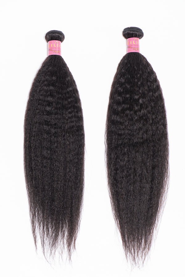 10-30 INCHES NATURAL BLACK KINKY STRAIGHT BUNDLES PIECE