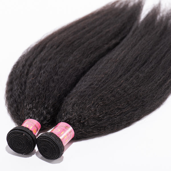 10-30 INCHES NATURAL BLACK KINKY STRAIGHT BUNDLES PIECE