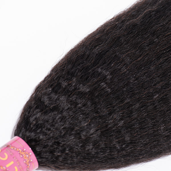 10-30 INCHES NATURAL BLACK KINKY STRAIGHT BUNDLES PIECE