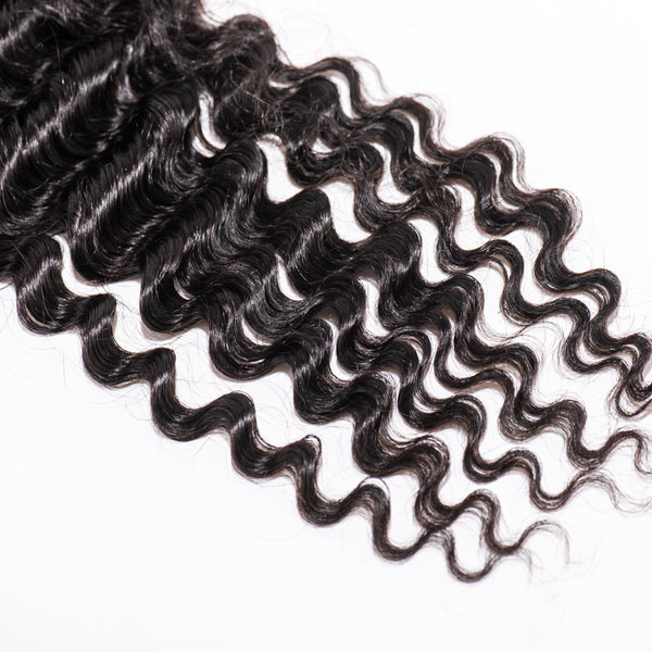 20 Inch 4x4 Deep Wave Lace Closure Long Human Hair Free Knots Natural Color