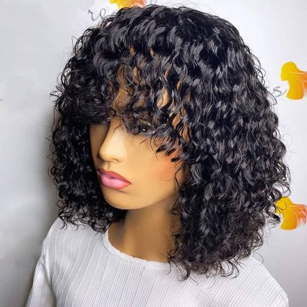 Super Easy Curly Wig With Bangs | Curly Fringe Wig