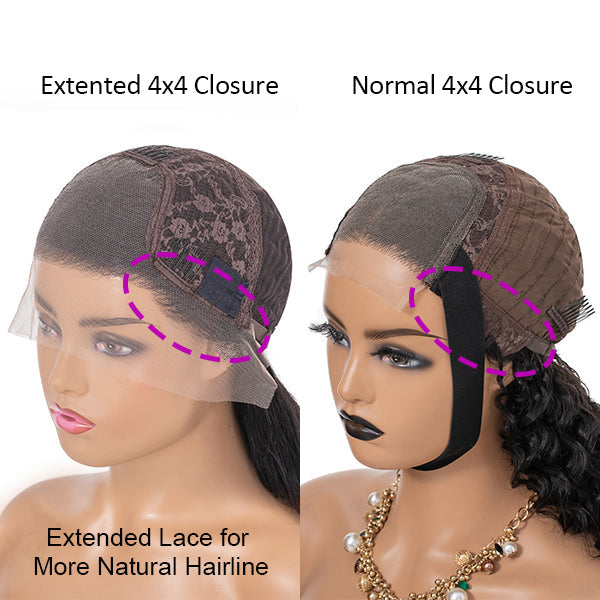 Reddish Orange Loose Wave Extented 4X4 Closure Lace Wig With Dark Roots