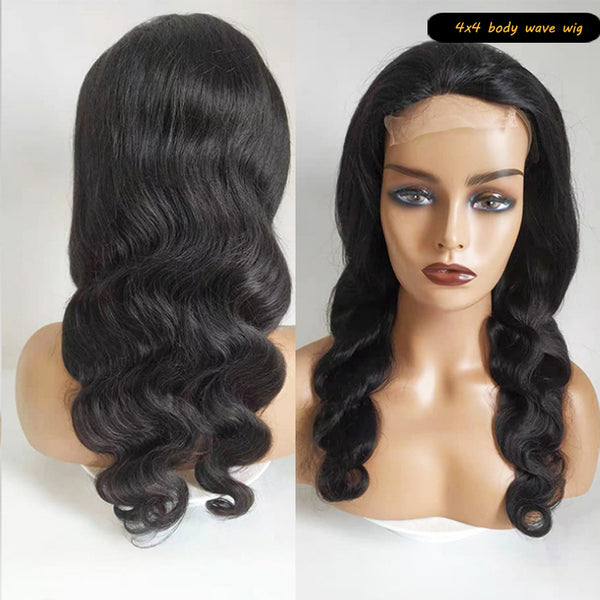 16-30 INCHES GORGEOUS 4X4 LACE GLUELESS BODY WAVE WIG WITH CURTAIN BANGS | CUTE FRINGE WIG