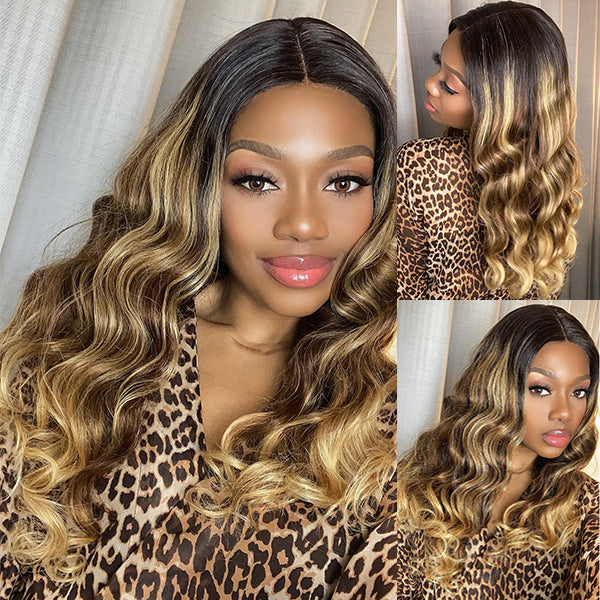 Balayage Mix Tones Brown Color Glueless Extented 4X4 Closure Lace Wig