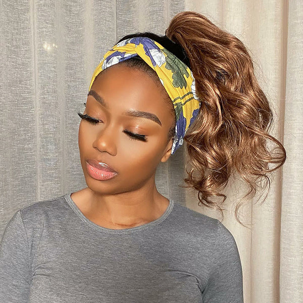 Golden Brown Loose Wavy Headband Wig (Get Free Trendy Headbands)