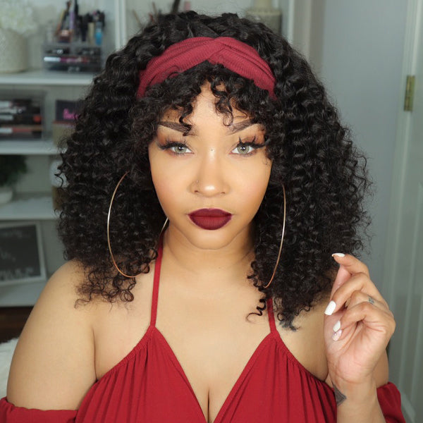 Headband Wig With Bangs Deep Wave (Get Free Trendy Headband)