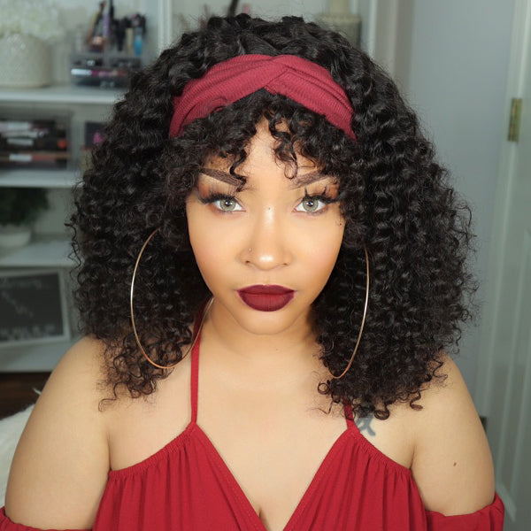 Headband Wig With Bangs Deep Wave (Get Free Trendy Headband)