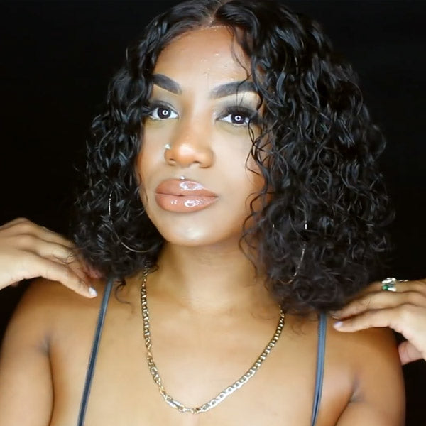 Curly Bob Wig Human Hair Closure Wig