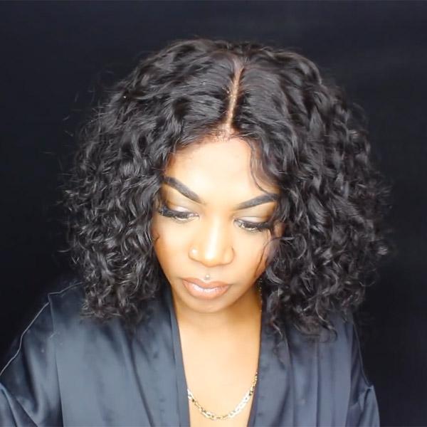 Curly Bob Wig Human Hair Closure Wig