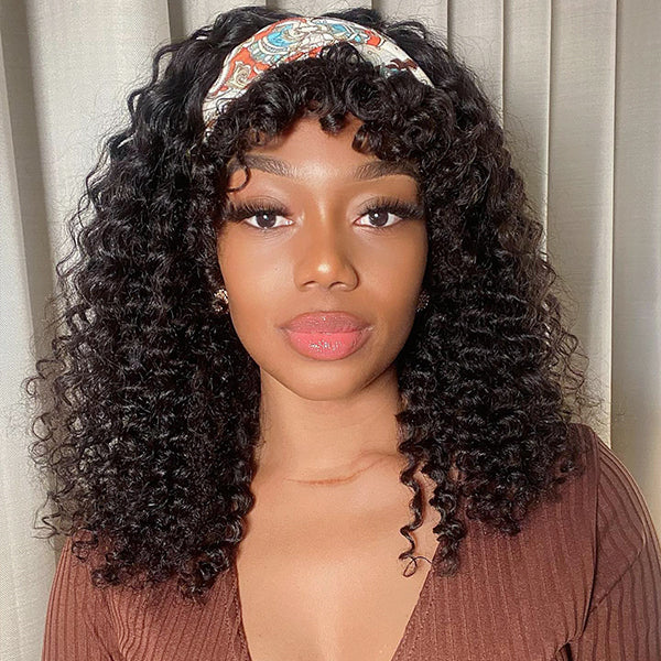 Headband Wig With Bangs Deep Wave (Get Free Trendy Headband)