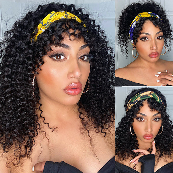 Headband Wig With Bangs Deep Wave (Get Free Trendy Headband)