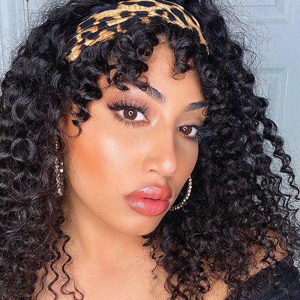 Headband Wig With Bangs Deep Wave (Get Free Trendy Headband)