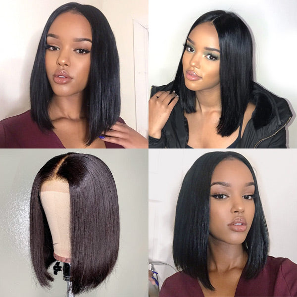 Bob Wig Human Hair Glueless T Part Lace Wig