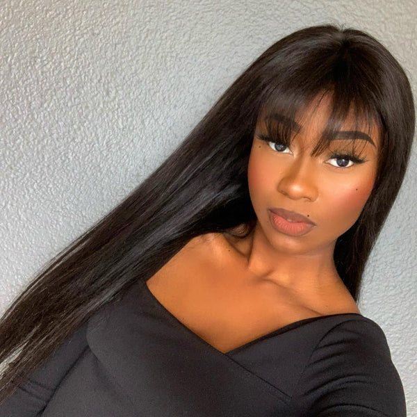 Full Long Straight Bang Human Hair Wig