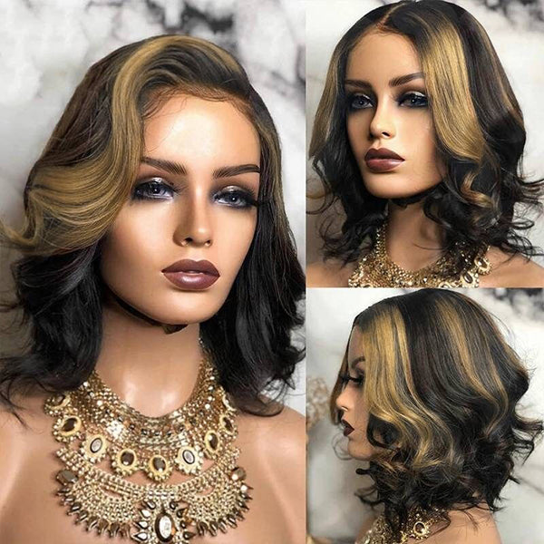 5x5 Short Highlights Loose Wave Lace Closure Wig