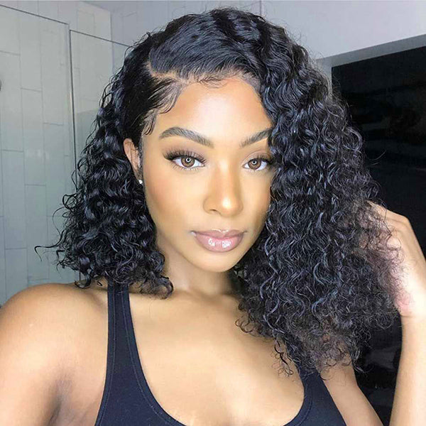 Asymmetric Deep Curly Side Part Wig Undetectable 13x4 Lace Frontal  Wig