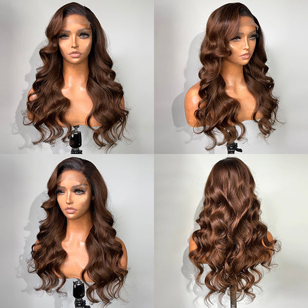 Chestnut Brown Color Glueless 4x4 Lace Closure Wig