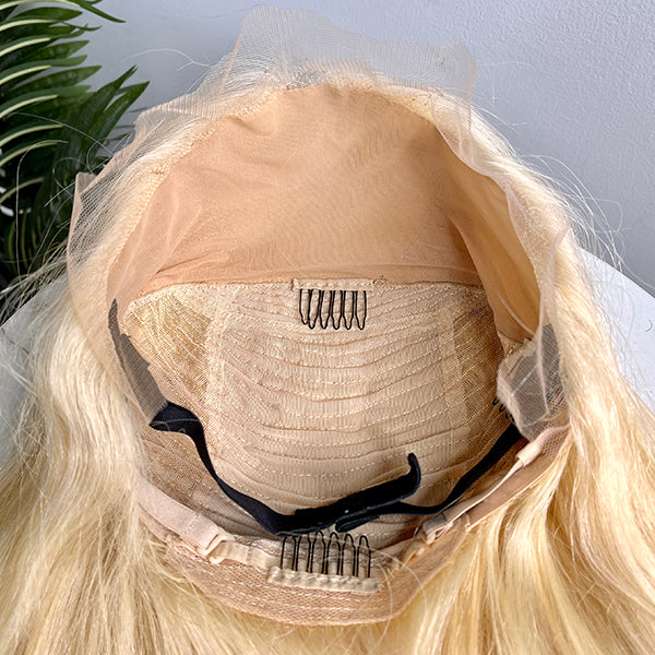 Silk Base Blonde 613 Color Middle Part 4x4 Closure Wig